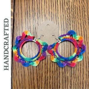 Multicolor Boho Flower Crochet Earrings | Handmade Statement Jewelry | Rainbow